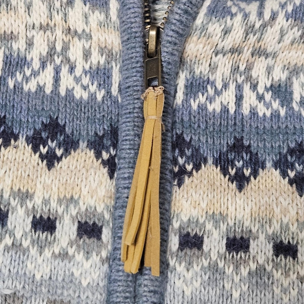 Vintage Tiara International FairIsle Full Zip Sweater Blue Coastal Grandma Y2K L - Picture 4 of 8